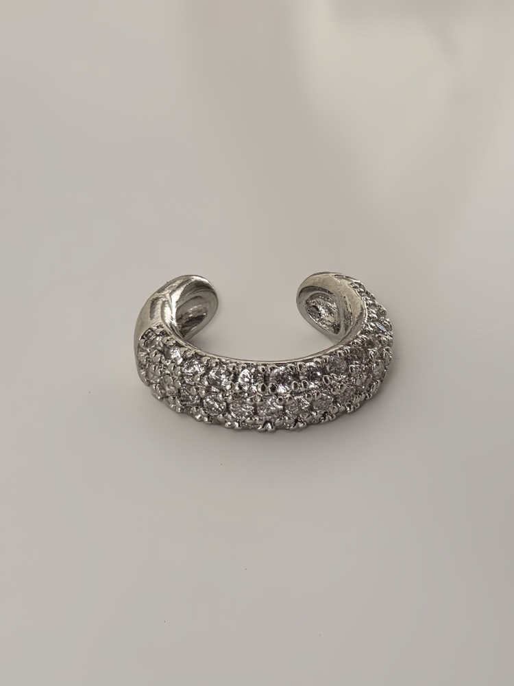 Minimal Işıltılı Zirkon Taşlı Kıkırdak Cuff Gümüş Renk Küpe - 1818
