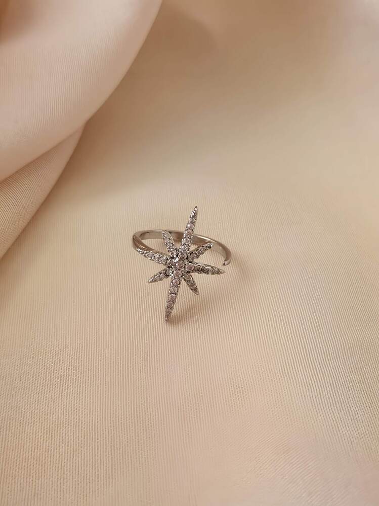 Kutup Yıldızı Model Zirkon Taşlı Ayarlanabilir Yüzük- 1654
