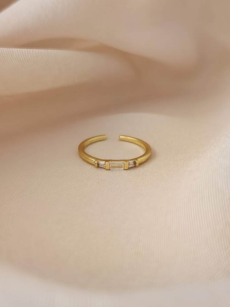 Zirkon Taşlı Eklem Kıkırdak Kemik Ayarlanabilir Model Gold ve Silver Renkli Yüzük - 1598