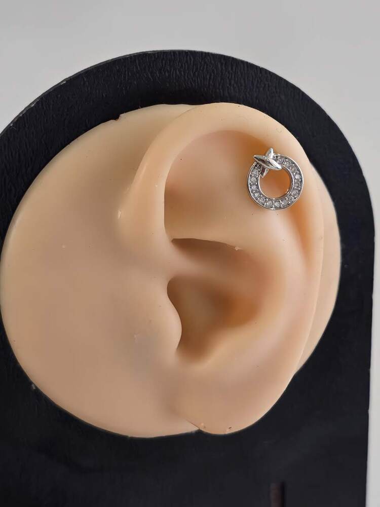 Halka X Artı Model Kıkırdak Piercing Tragus Helix Silver Gümüş Renk Küpe - 1376