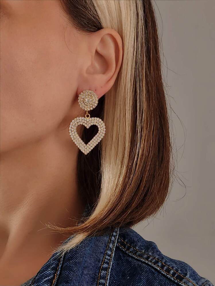 Kalp Love Aşk Sallantılı Model Altın Kaplama Küpe - 1361