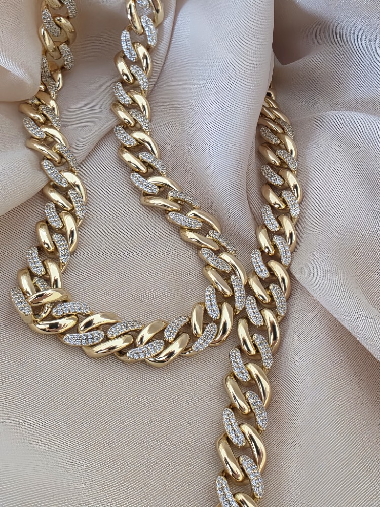 Xuping Küba Zinciri Cuban Lınk Hip Hop Rhinestone Set- 1793