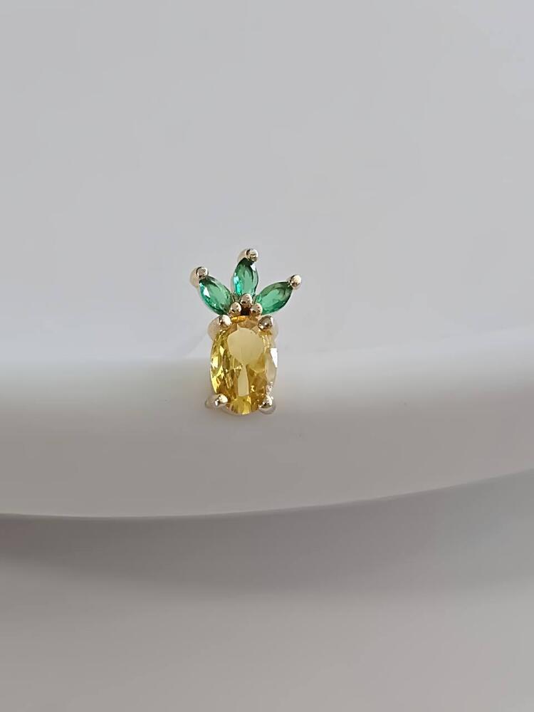 Ananas Model Kıkırdak Piercing Tragus Helix Altın Kaplama Gold Renk Küpe - 1369