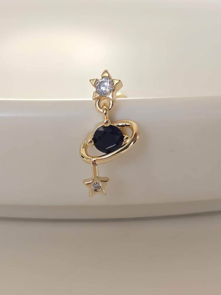 Galaksi Gezegen Satürn Yıldız Model Kıkırdak Piercing Tragus Helix Gold Renk Küpe - 1432