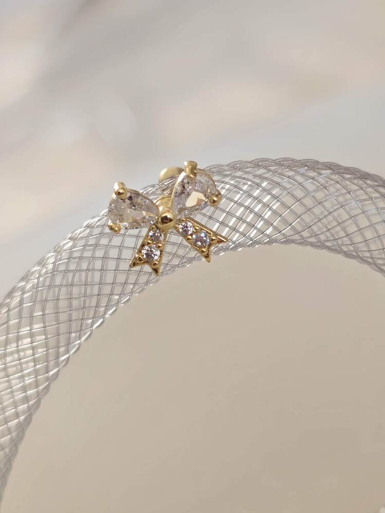 Fiyonk Kurdela Model Kıkırdak Piercing Tragus Helix Gold Renk Küpe - 1436