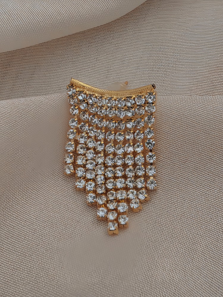 Sallantılı Minimal Beyoğlu Taşlı Gold Renk Küpe - 1740