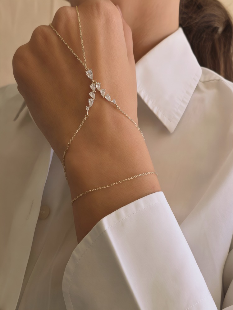 Markiz Kesim Zirkon Taşlı Y Model Gold Renk Şahmeran - 1856