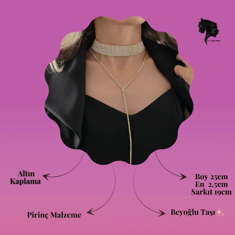 Altın Kaplama Rhinestone Y Model Su Yolu Model Kolye- 1729