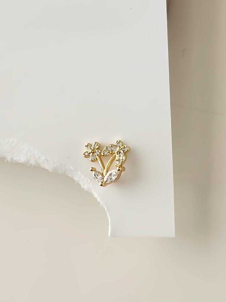 Kelebek Çiçek Yıldız Model Kıkırdak Piercing Tragus Helix Altın Gold Renk Küpe - 1575