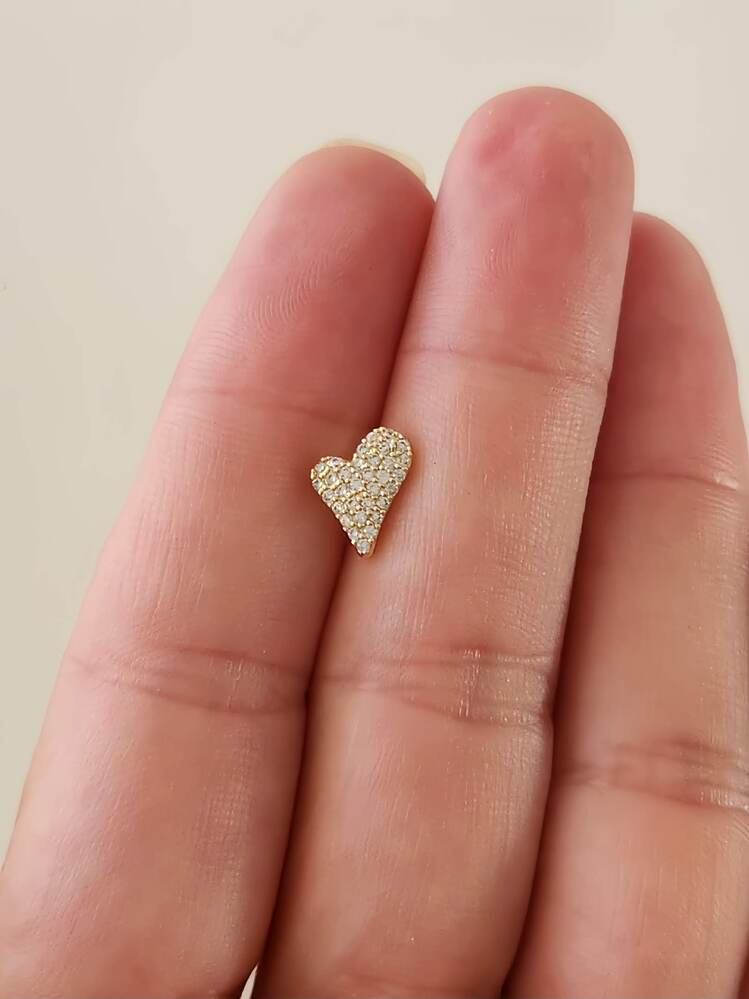 Kalp Zirkon Taşlı Model Kıkırdak Tragus Helix Piercing Gold Altın Renk Küpe - 1589