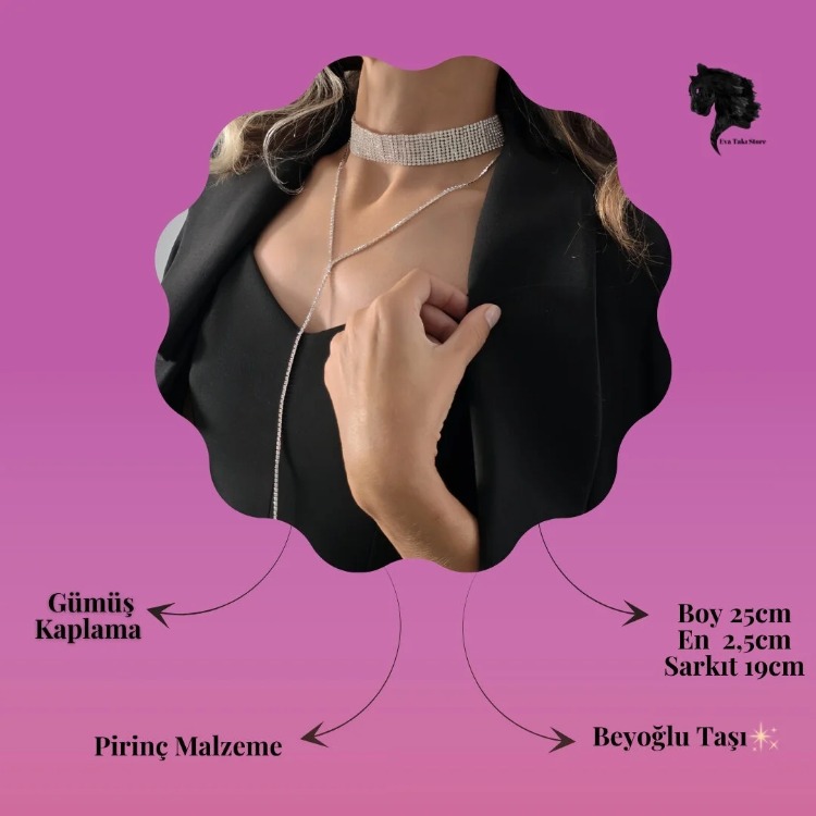 Gümüş Kaplama Rhinestone Y Model Su Yolu Model Kolye - 1728