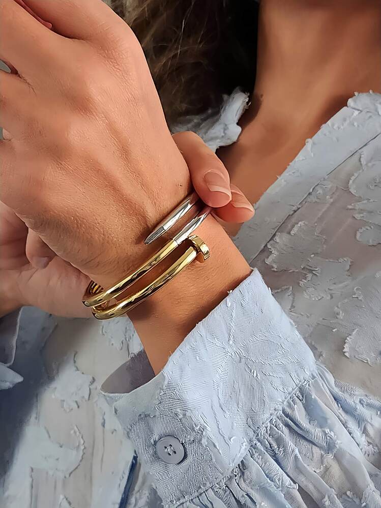 Çivi Sarmal Gold Molted Kelepçe Çelik Bileklik 1485