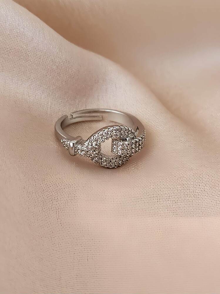Kilit Model Zirkon Taşlı Ayarlanabilir Silver ve Gold Renkli Yüzük - 1662