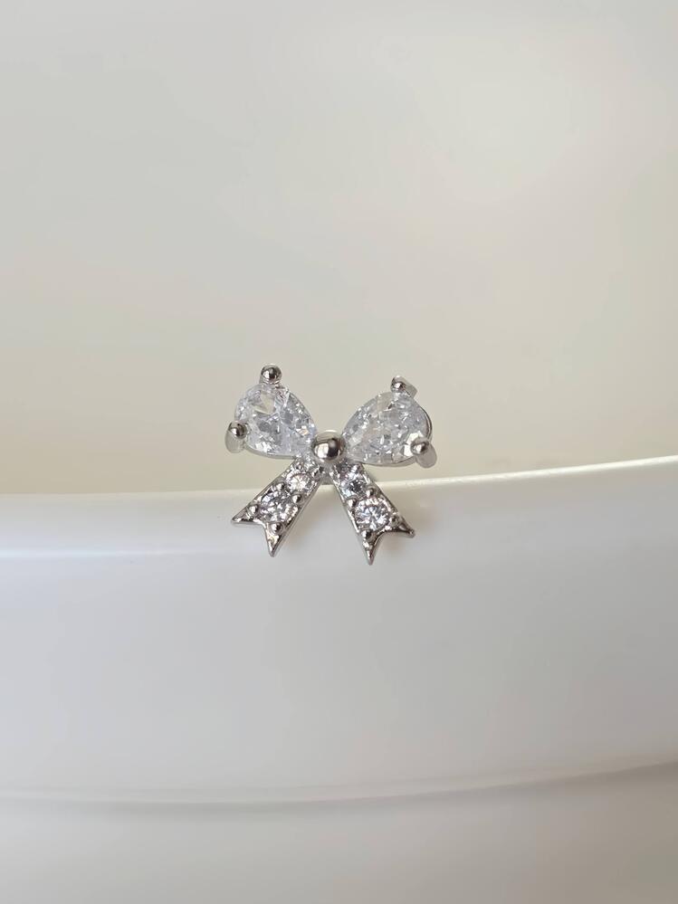 Fiyonk Kurdela Model Kıkırdak Piercing Tragus Helix Silver Gümüş Renk Küpe - 1435