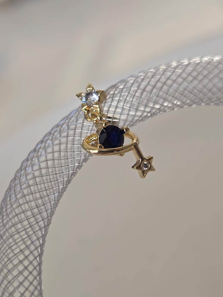 Galaksi Gezegen Satürn Yıldız Model Kıkırdak Piercing Tragus Helix Gold Renk Küpe - 1432