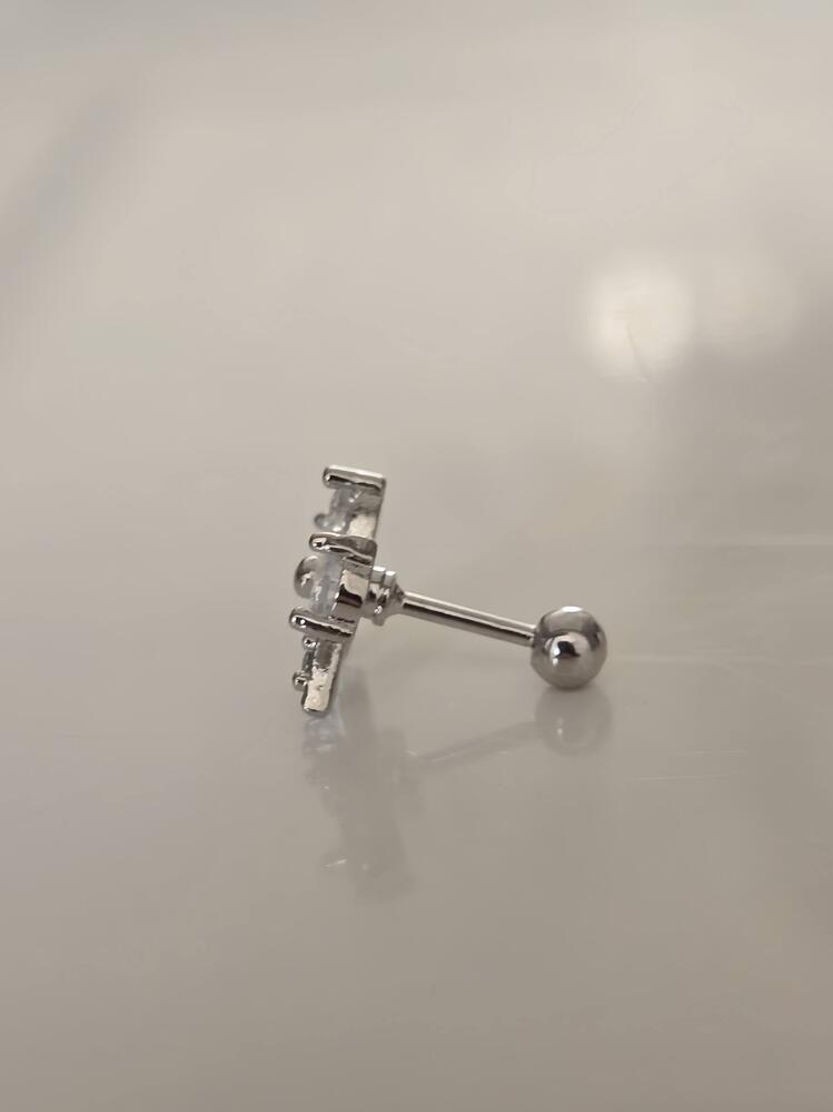 Fiyonk Kurdela Model Kıkırdak Piercing Tragus Helix Silver Gümüş Renk Küpe - 1435