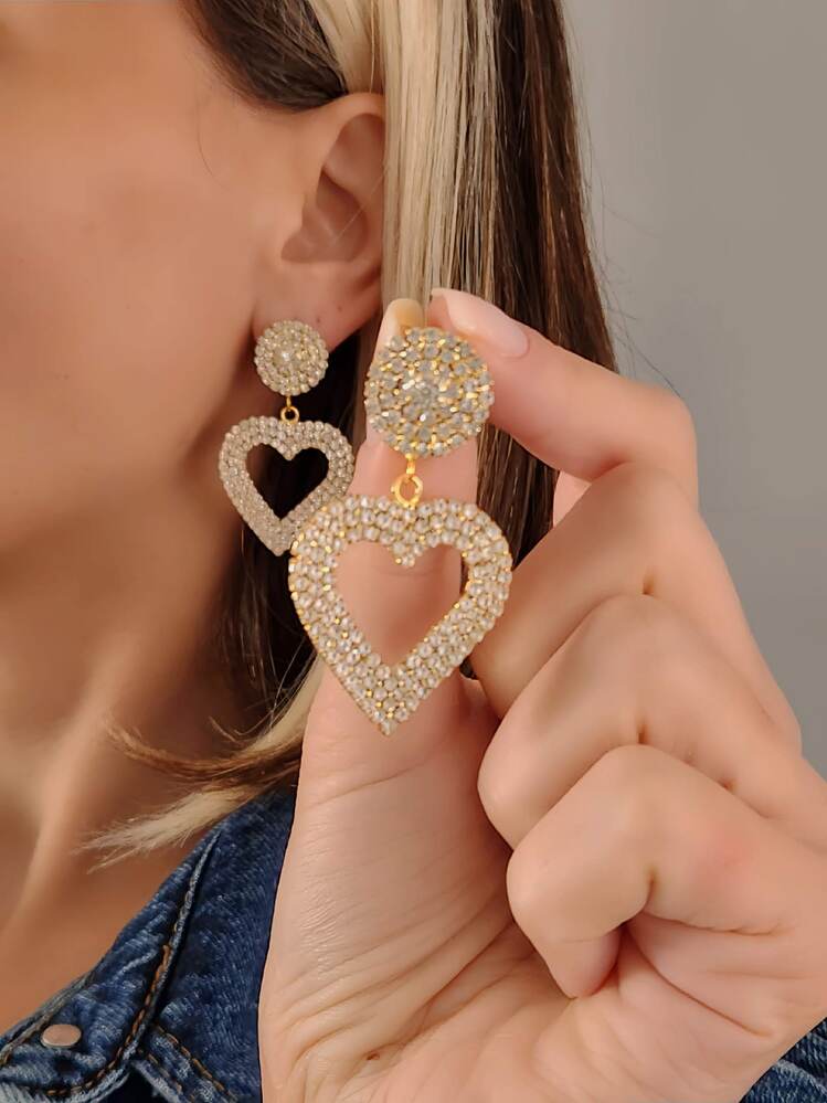 Kalp Love Aşk Sallantılı Model Altın Kaplama Küpe - 1361