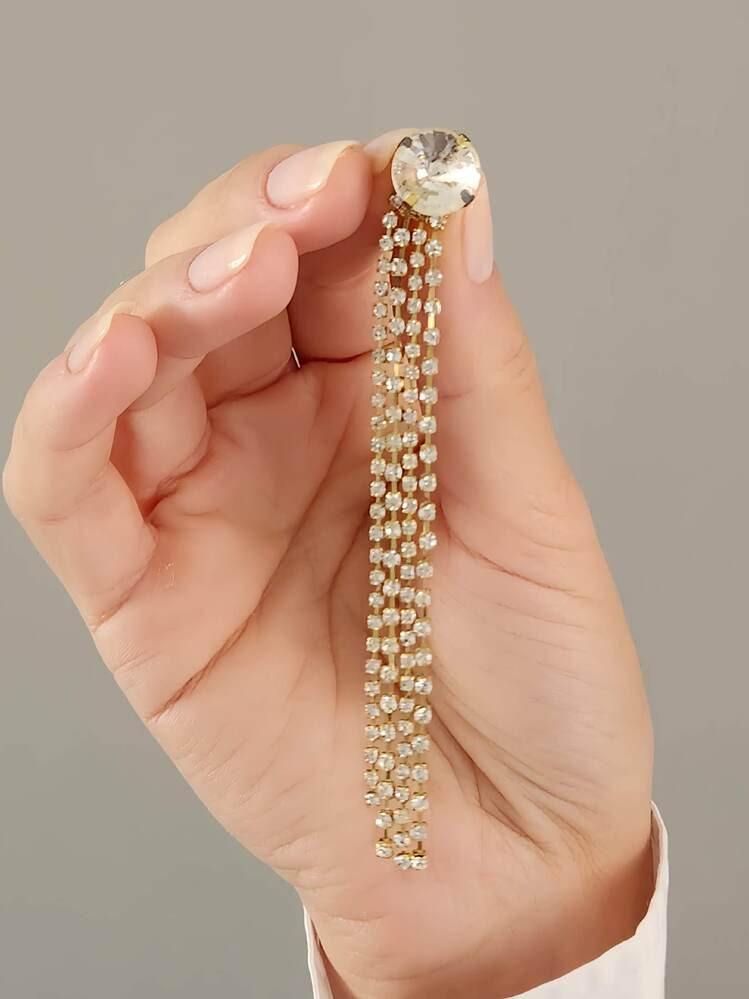 Yuvarlak Zirkon Taşlı Sallantılı Altın Kaplama Gold Renkli Küpe - 1351