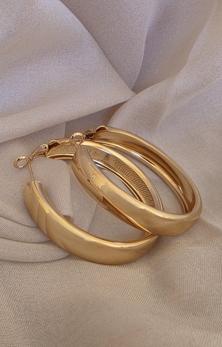 Halka Model Gold Renk Çelik Küpe 5cm - 1779