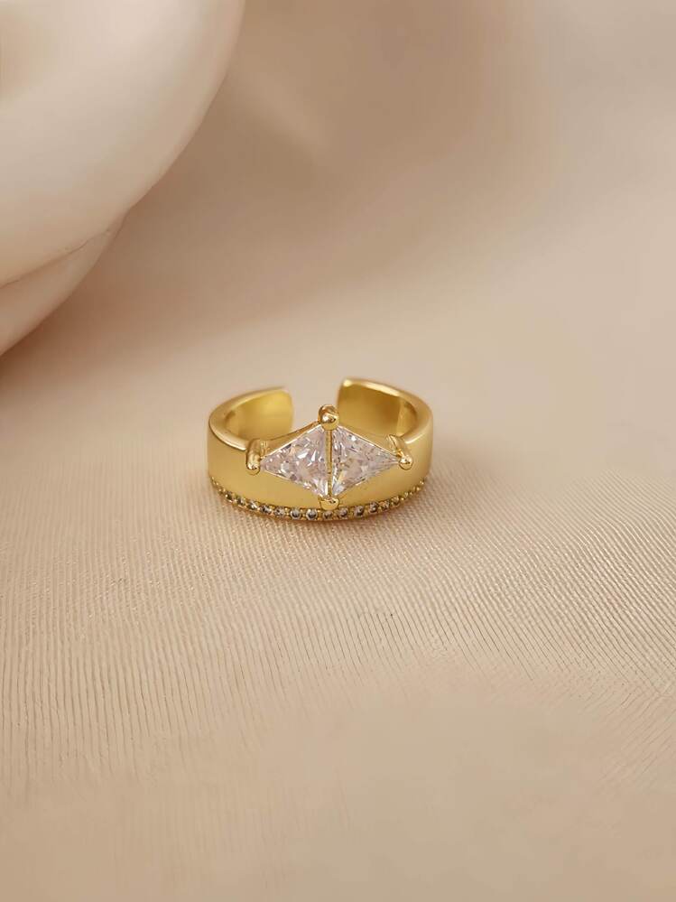 Baget Tektaş Model Eklem Kıkırdak Kemik  Ayarlanabilir Gümüş ve Gold Renkli Yüzük - 1666