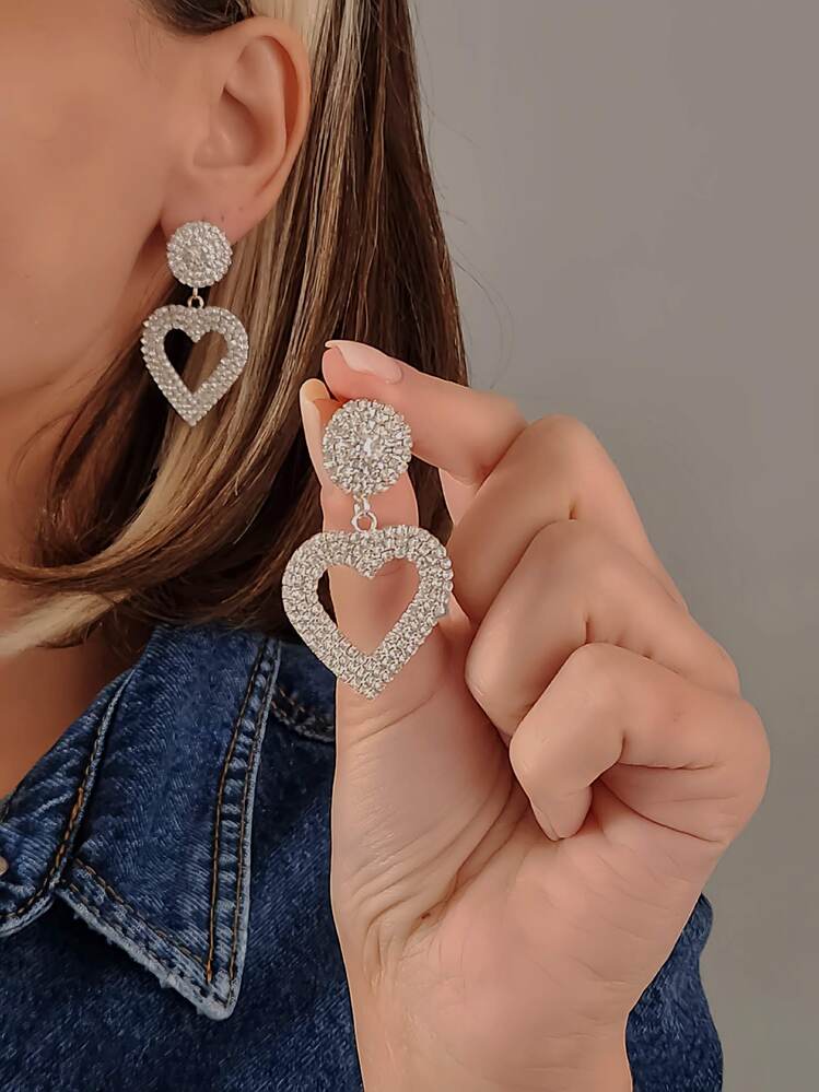Kalp Love Aşk Sallantılı Model Gümüş Kaplama Küpe - 1360
