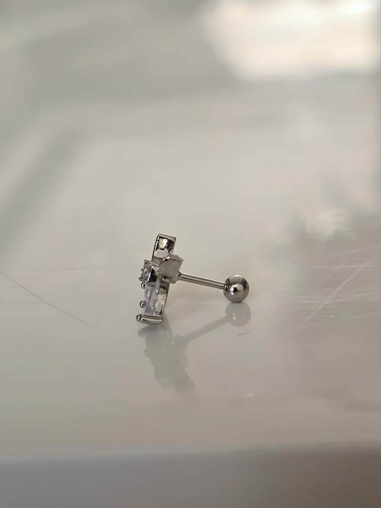 Fiyonk Kulak Model Kıkırdak Piercing Tragus Helix Silver Gümüş Renk Küpe - 1437
