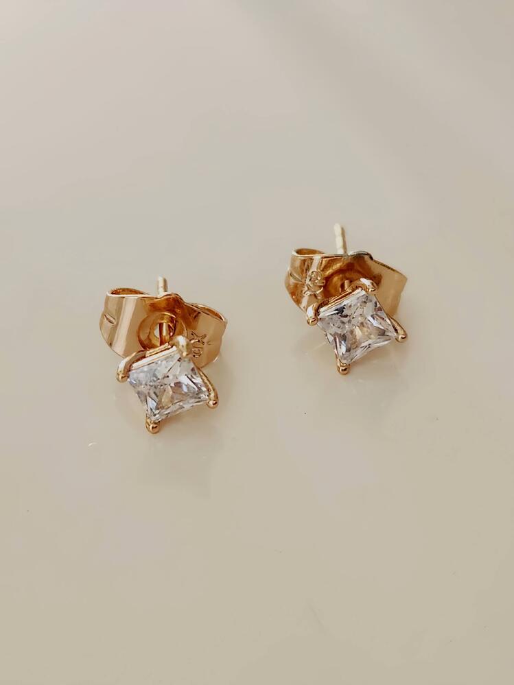 Xuping Kare Model Minimal Gold Çift Küpe - 1354