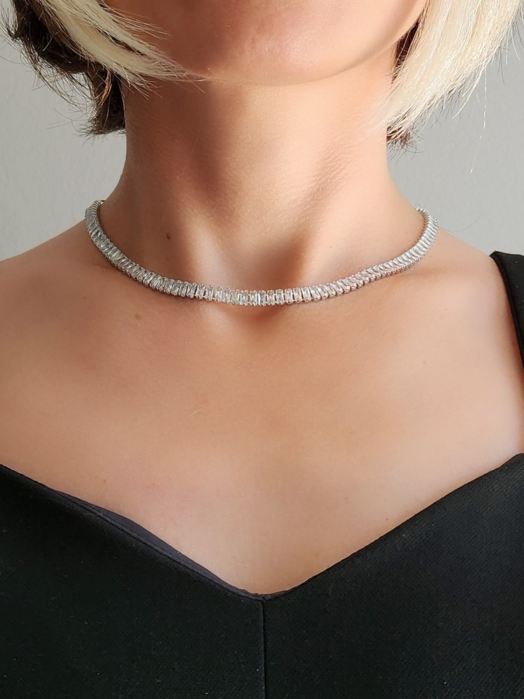 Su Yolu Baget Model Silver Gümüş Renkli Çelik Kolye - 1210