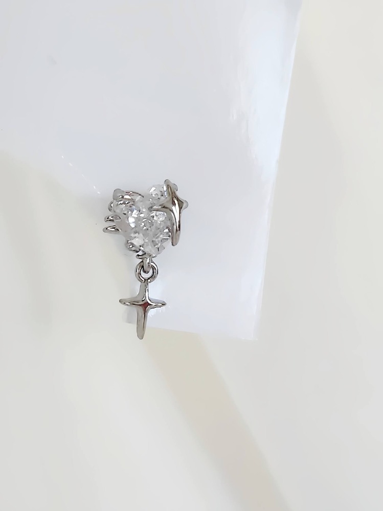 Bombeli Kalp Yıldız Model Kıkırdak Piercing Tragus Helix Altın Gümüş Renk Küpe - 1529