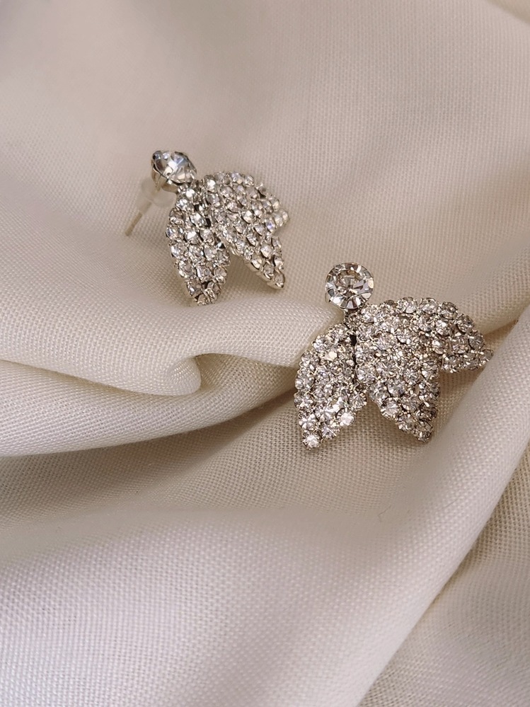 Kuş Çiçek Model Kristal Taşlı Küpe - 1223