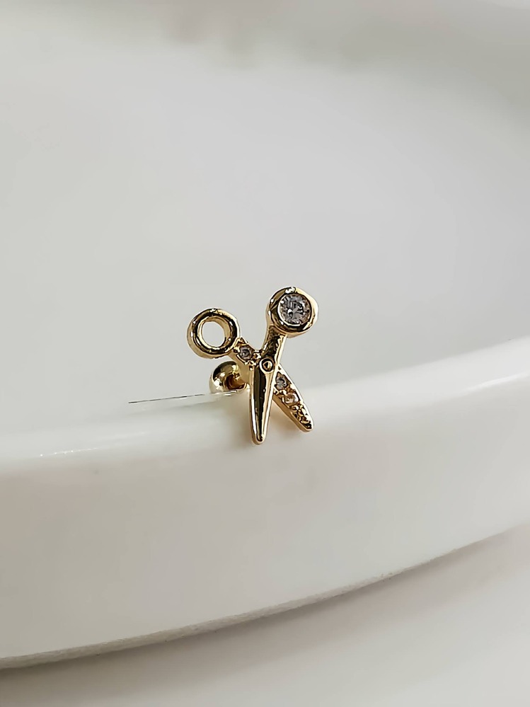 Makas Model Kıkırdak Piercing Tragus Helix Altın Gold Renk Küpe- 1300