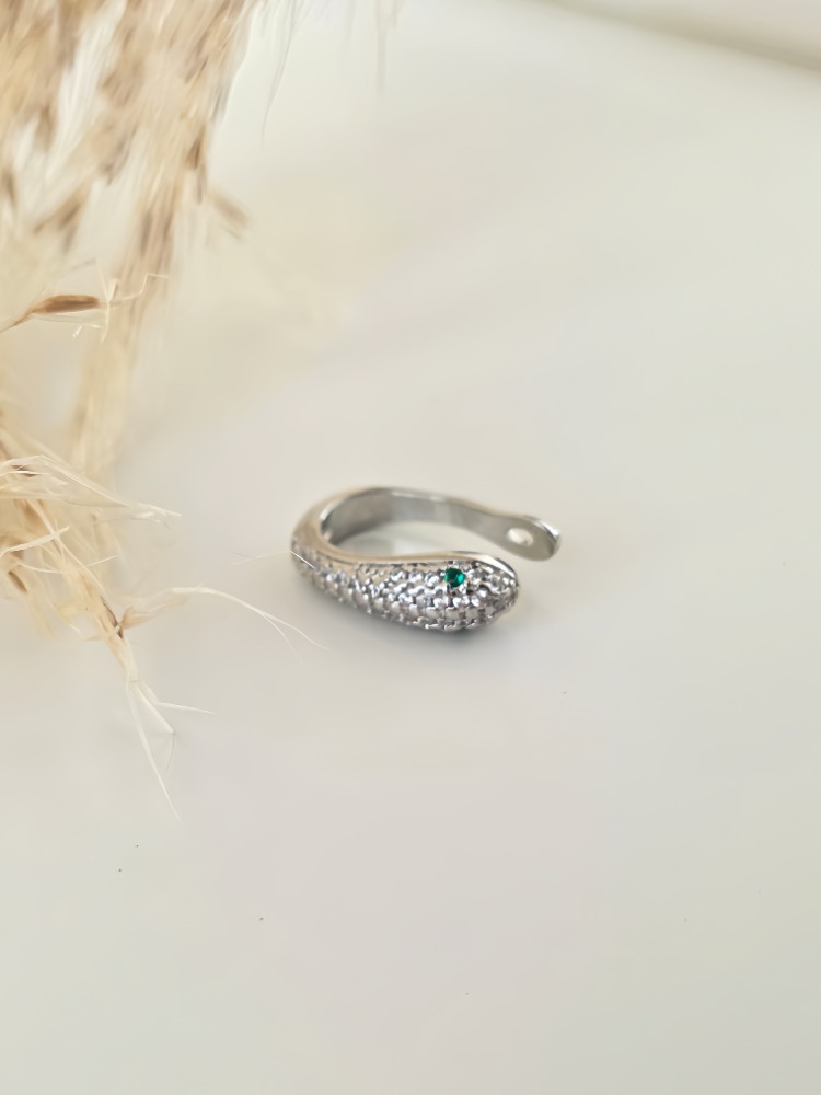 Minimal Yılan Model Zirkon Taşlı Kıkırdak Cuff Gümüş Renk Küpe- 1820