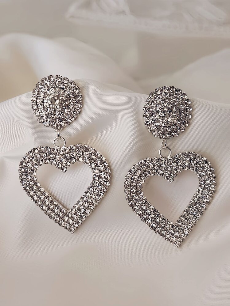 Kalp Love Aşk Sallantılı Model Gümüş Kaplama Küpe - 1360