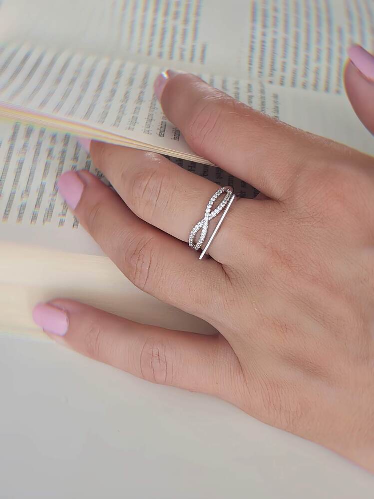Sonsuzluk Model Zirkon Taşlı Ayarlanabilir Silver Gümüş Renkli Yüzük - 1650