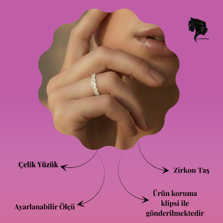 Ayarlanabilir Su Yolu Model Zirkon Taşlı Gold Renk Çelik Yüzük- 1768