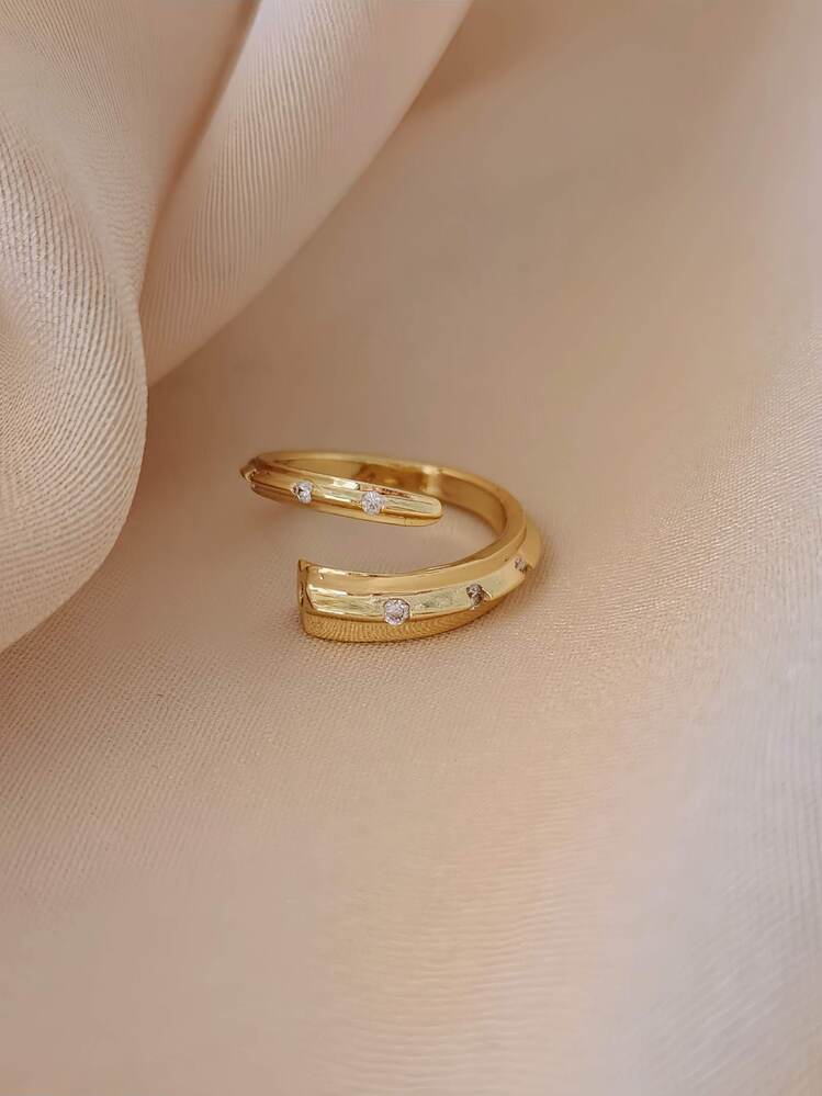 Çapraz Zirkon Taşlı Model Ayarlanabilir Gold ve Silver Renkli Yüzük - 1615