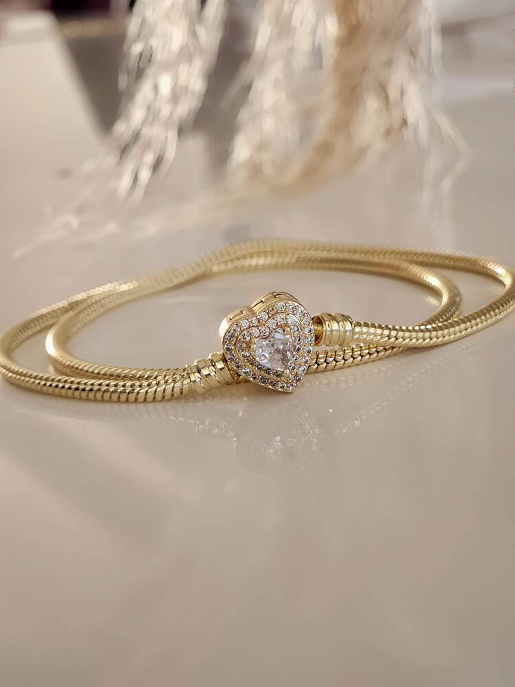 Prenses Taşlı Kalp Aşk Love Pandor Gold Altın Kaplama Kolye - 1336