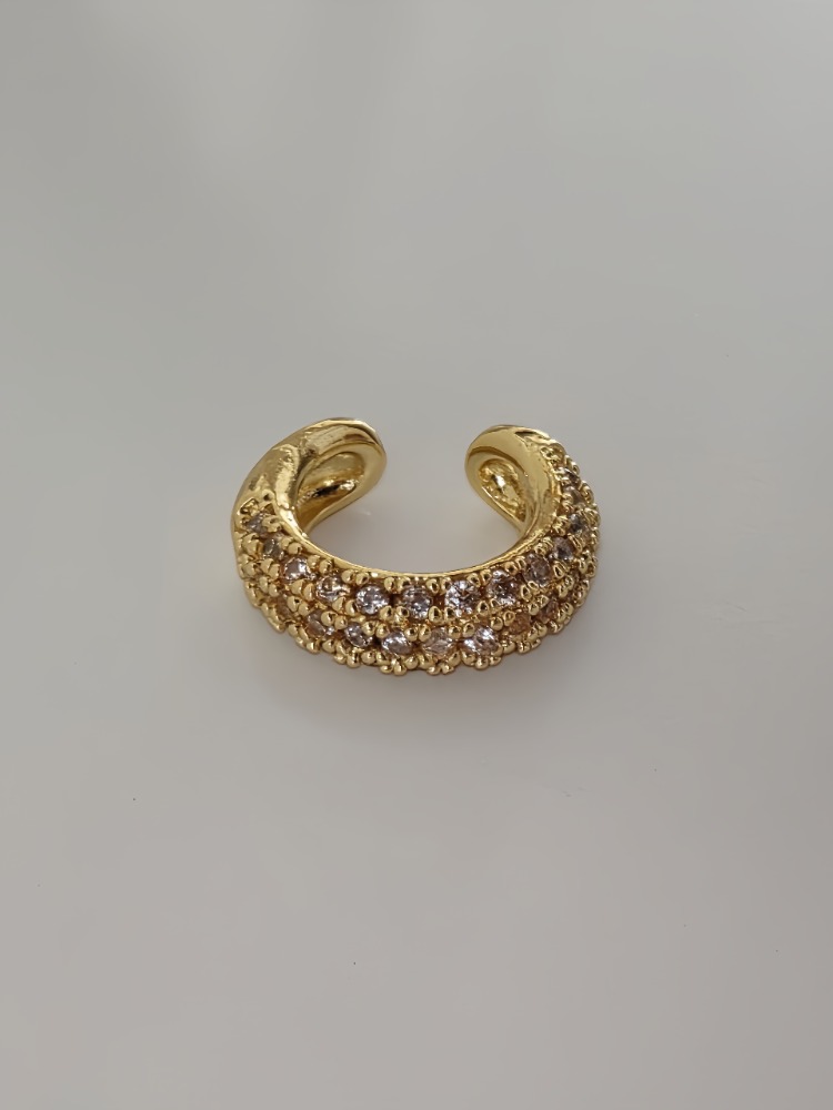 Minimal Işıltılı Zirkon Taşlı Kıkırdak Cuff Gold Renk Küpe - 1819
