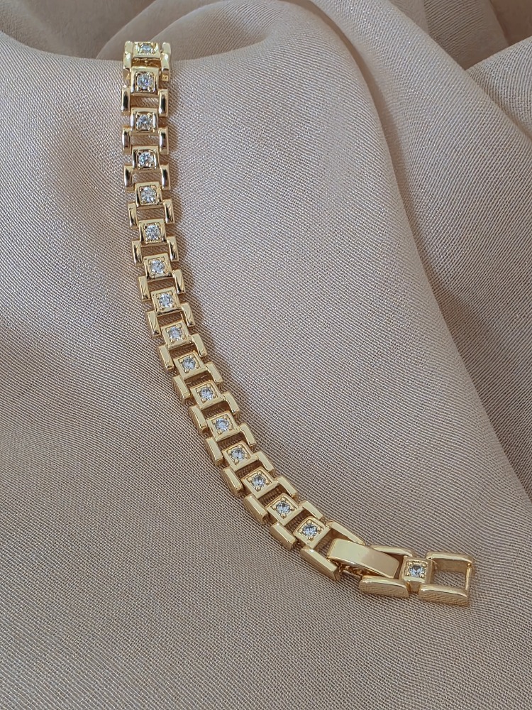 14k Bakla Tank Geometrik Saat Kordon Model Bileklik - 1799