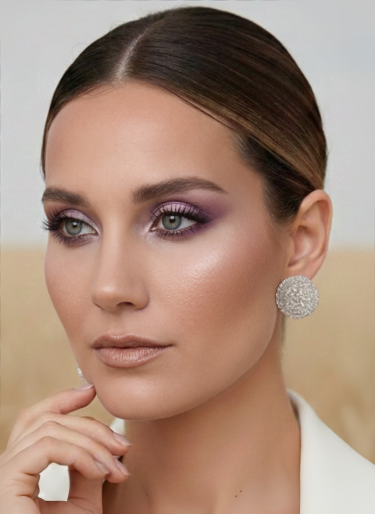 Yuvarlak Model Abiye Gümüş Renkli Küpe - 1358