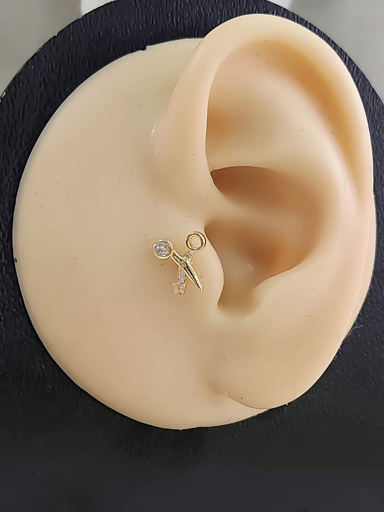 Makas Model Kıkırdak Piercing Tragus Helix Altın Gold Renk Küpe- 1300