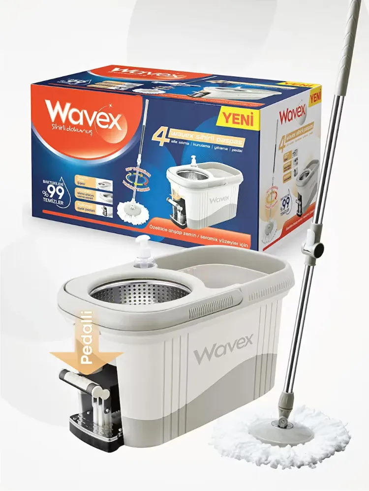 WAVEX Turbo Pedallı Temizlik Sistemi / 1 Adet Yedek Bez Hediye ( Toplam 2 Bez)