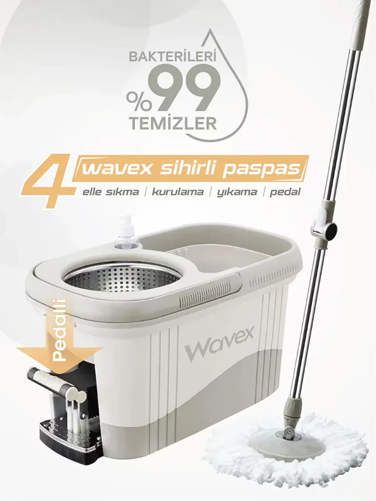 WAVEX Turbo Pedallı Temizlik Sistemi / 1 Adet Yedek Bez Hediye ( Toplam 2 Bez)