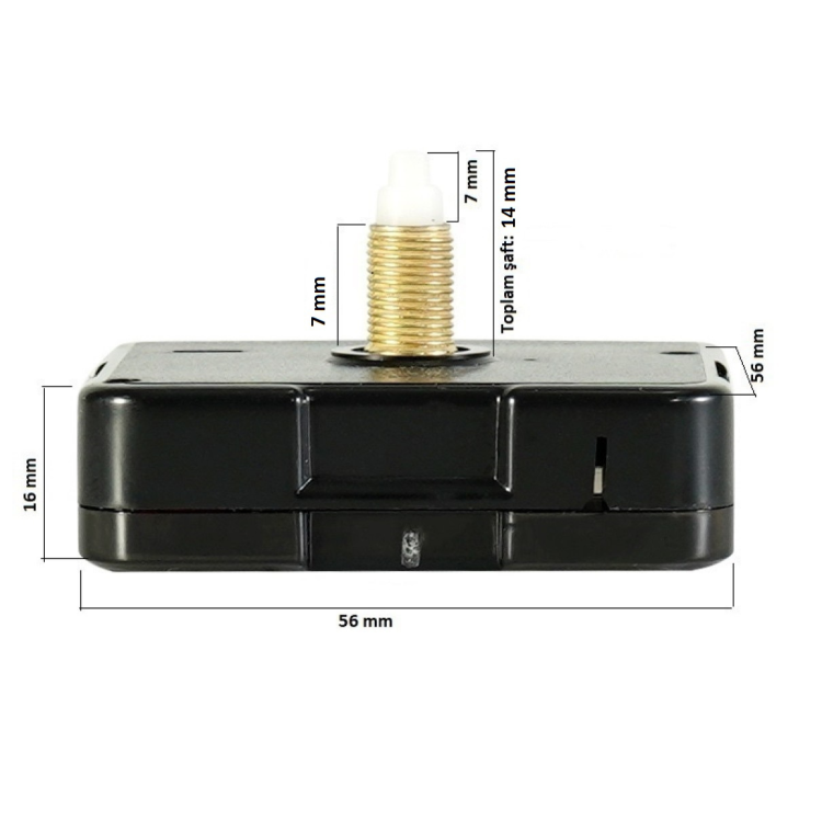 Askısız 14 mm Şaft Akar Sessiz Duvar Saati Mekanizması -Metal akrep-yelkovan-saniye