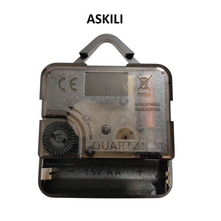 Askılı 14 mm Şaft  Akar Sessiz Duvar Saati Mekanizması -Metal akrep-yelkovan-saniye