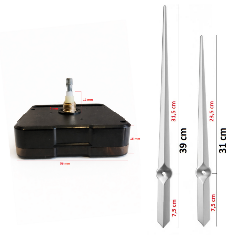 Yüksek Torklu Saat Mekanizması-Sessiz Akar -Metal Akrep Yelkovan (80-100 cm Saatler İçin )