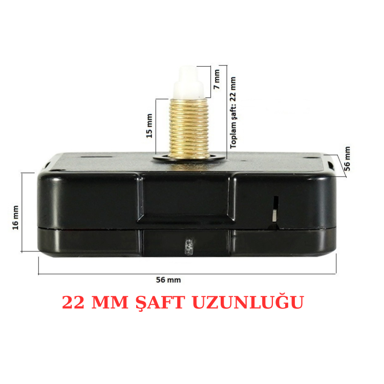 Askısız 22 mm Şaft Akar Sessiz Duvar Saati Mekanizması -Metal akrep-yelkovan-saniye