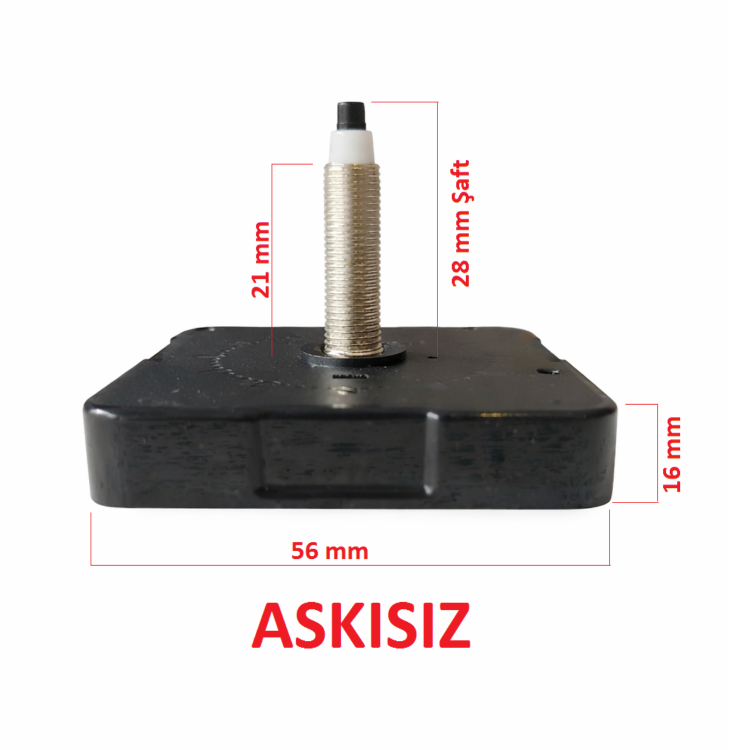 Askısız 28 mm Şaft  Akar Sessiz Duvar Saati Mekanizması -Metal akrep-yelkovan-saniye