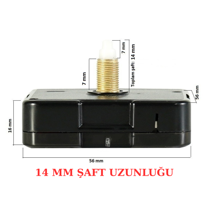 Askısız 14 mm Şaft Akar Sessiz Duvar Saati Mekanizması -Metal akrep-yelkovan-saniye