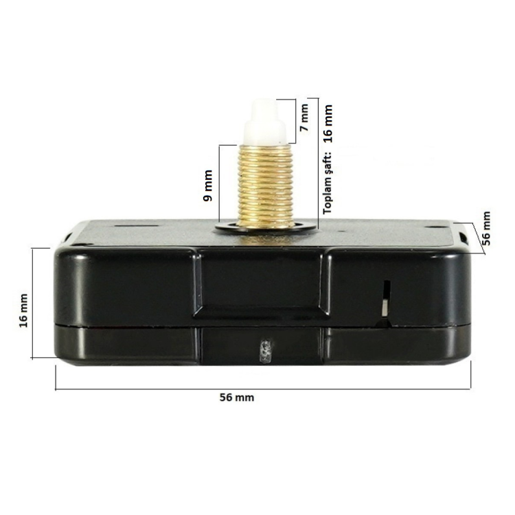 Askılı 16 mm Şaft Akar Sessiz Duvar Saati Mekanizması -Metal akrep-yelkovan-saniye